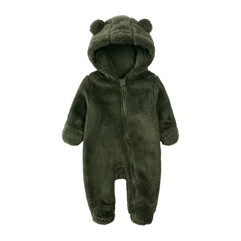 Baby Rompers Baby Winter Romper Fluffy Flannel Newborn Baby Warm Clothes Close Feet Hoodies Jumpsuits