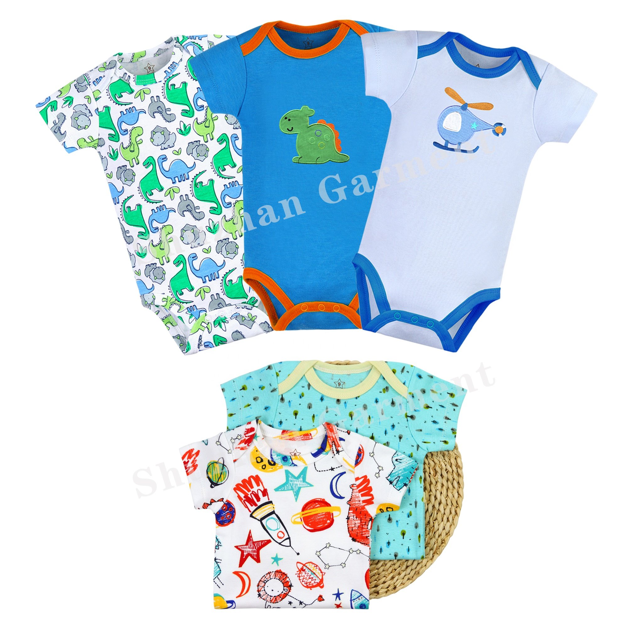 Wholesale 5PCS per Bag Infant Baby Clothes 100% Ribbed Cotton 0-3 yrs Baby Jumpsuit Romper