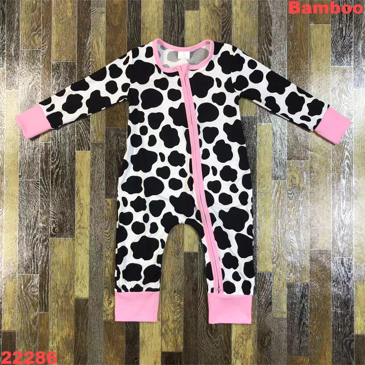 New arrival girls Cow pattern print high quality baby rompers