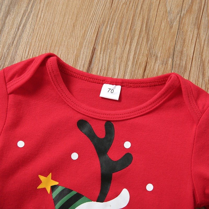 Newborn Unisex Christmas Clothing Cute Deer Print Autumn Winter Long-Sleeve Children Wear hat pants Sets Baby Romper