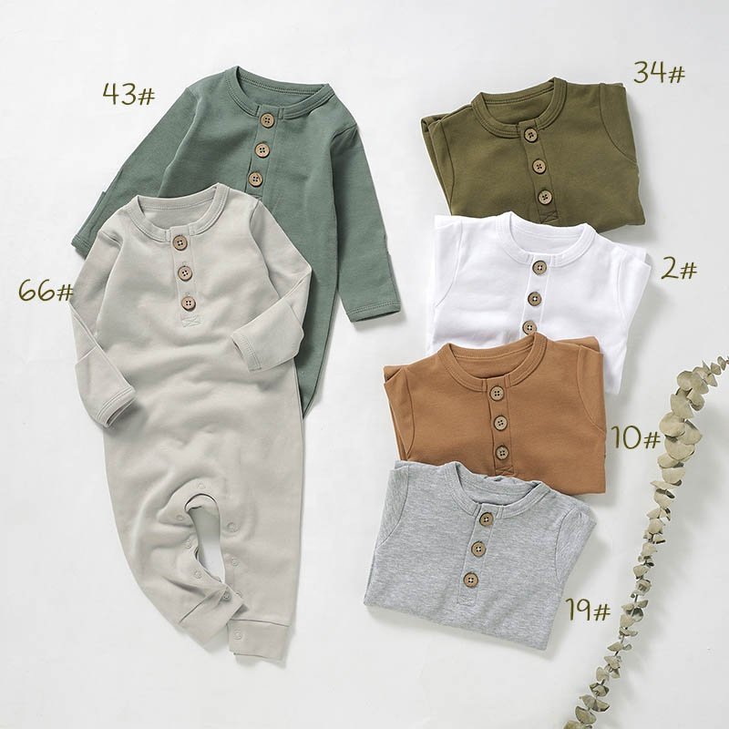 Autumn Hot Sale 100% Cotton Organic Fold over Cuff Baby Bodysuit Romper Western Cute Style with Snap Button Closure for Spring