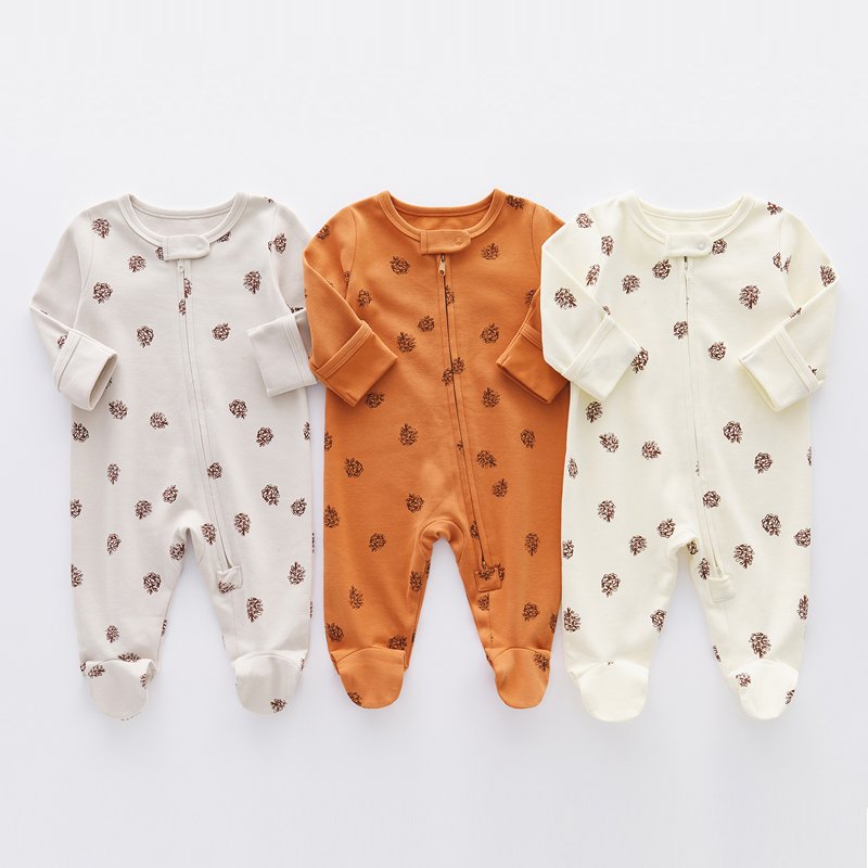 custom baby romper zipper print newborn jumpsuits cotton soft long sleeve baby clothes 6946HY
