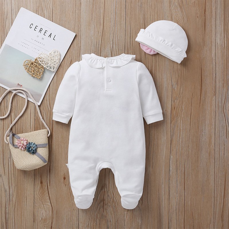 AliExpress Wholesale New Baby Clothing Spring Princess Infant Toddler Girls Footwear Jumpsuit Long Sleeve Climbing Suit with Hat