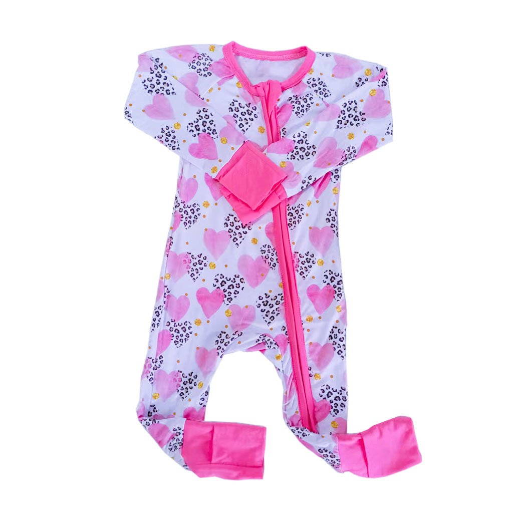 Quality certification children jumpsuit hot printed toddler romper with dual zipper for baby boutique