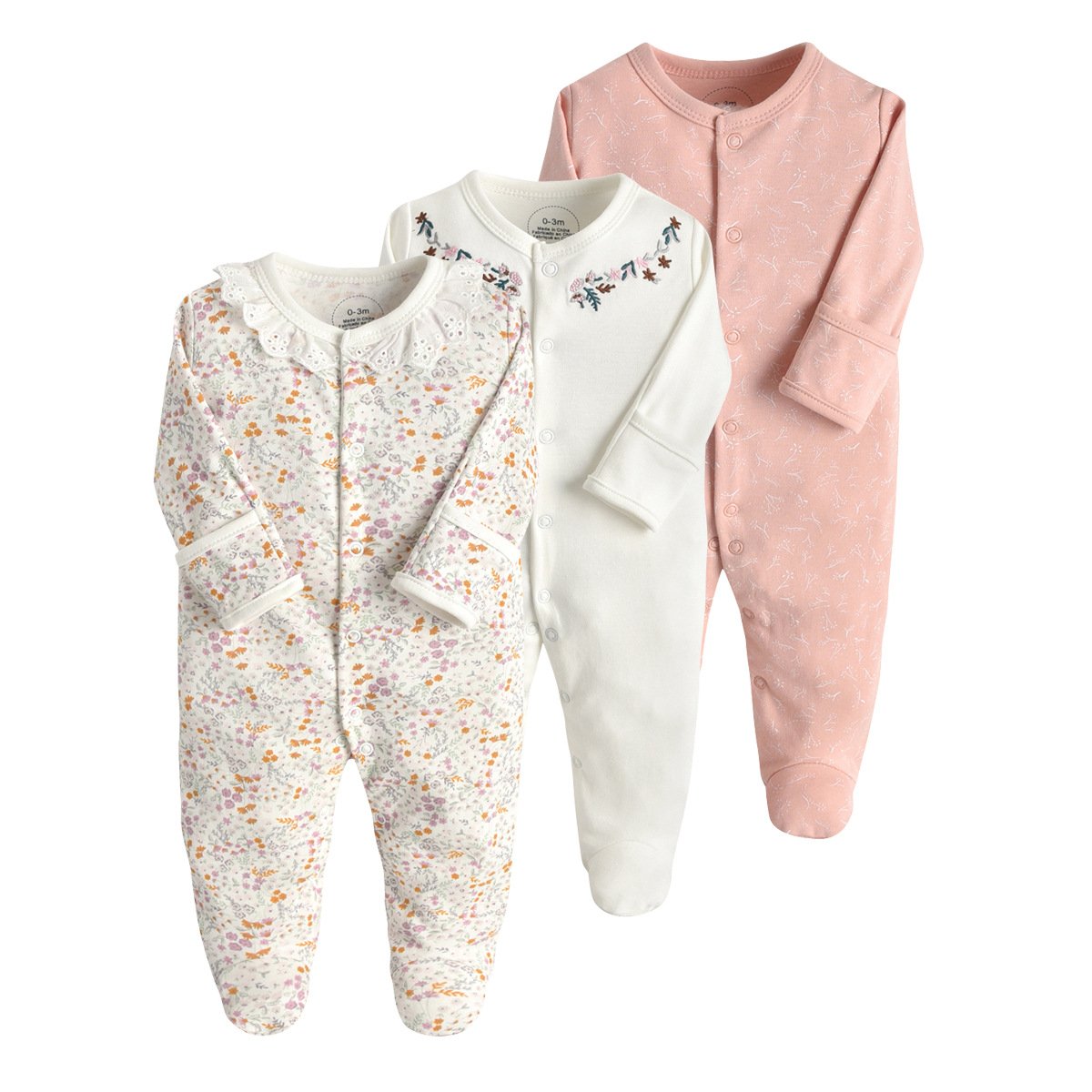 2024 New 3 Pcs Baby Jumpsuit Autumn and Winter Wrapped Feet Animal Color Stripe Printing Baby Romper