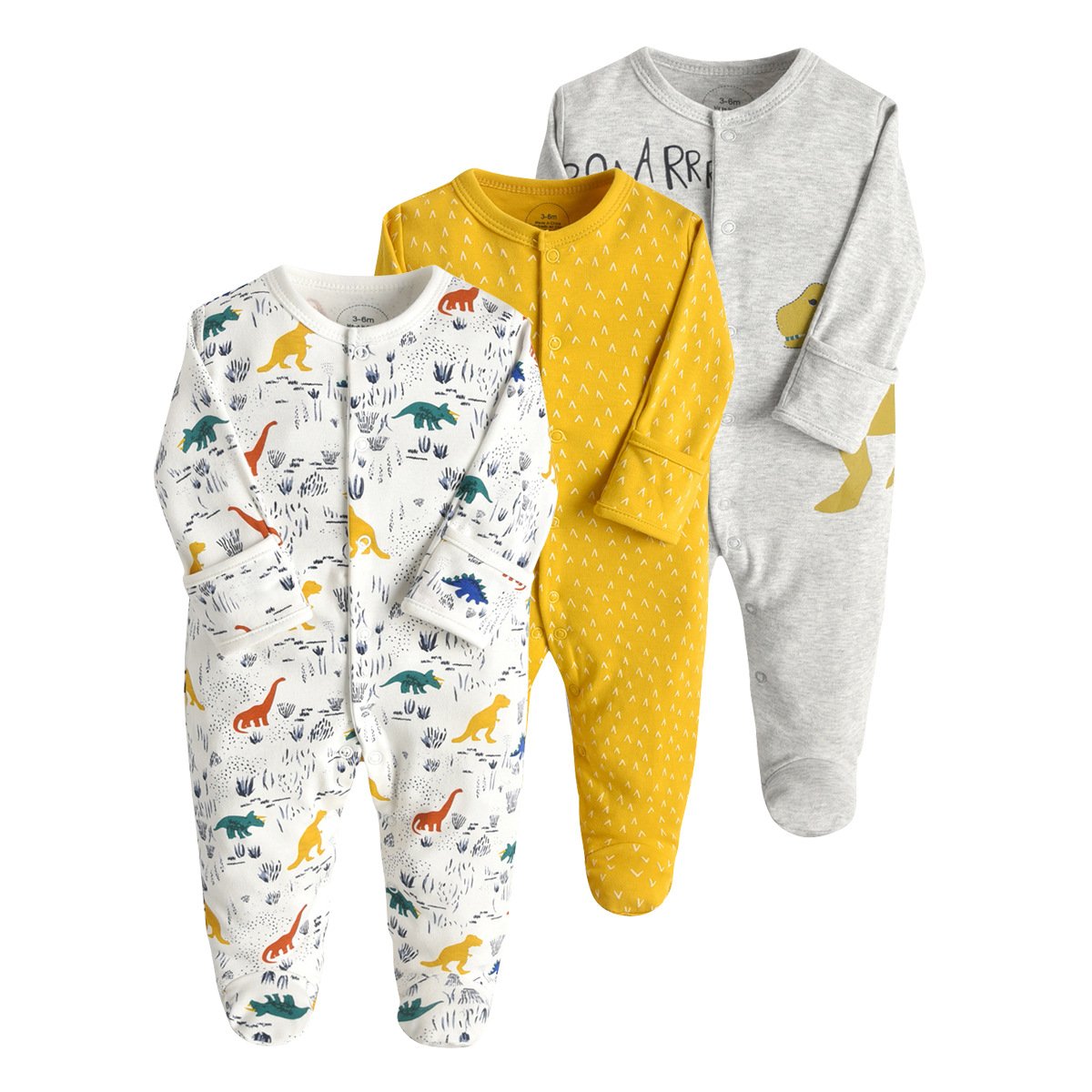 2024 New 3 Pcs Baby Jumpsuit Autumn and Winter Wrapped Feet Animal Color Stripe Printing Baby Romper