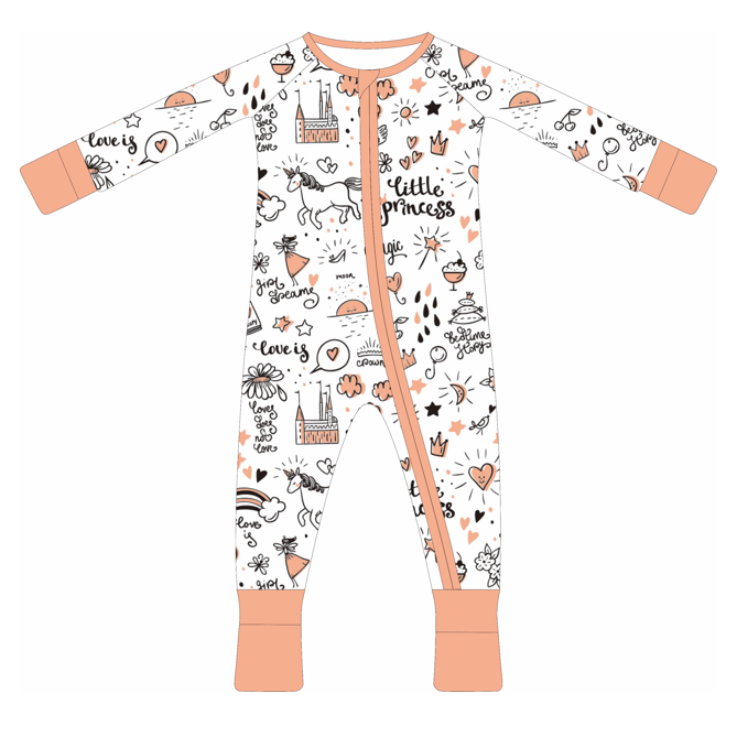 Wholesale Custom Print Bamboo Viscose Pajamas Organic Double Zipper Bamboo Baby Romper Little Sleepers Kids Bamboo Baby Clothes