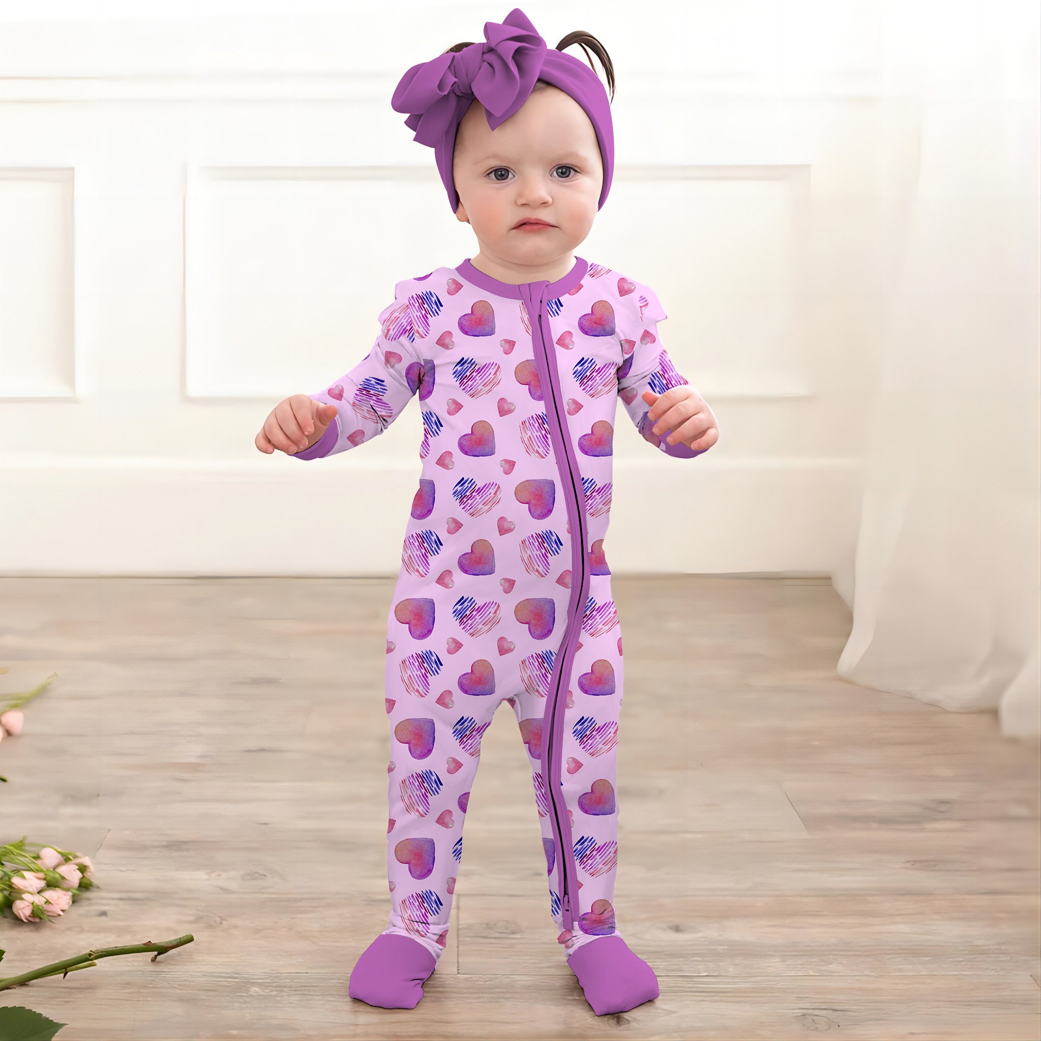 HONGBO Wholesale Custom Print Bamboo Viscose Pajamas Organic Double Zipper Bamboo Baby Romper Little Sleepers Kids Bamboo BabyCl