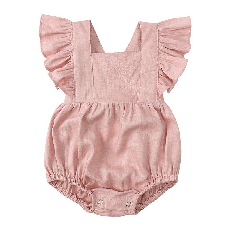 Newborn Baby Luxury Clothes Custom Print Bubble Romper Girl 0-3 Months Linen Baby Rompers