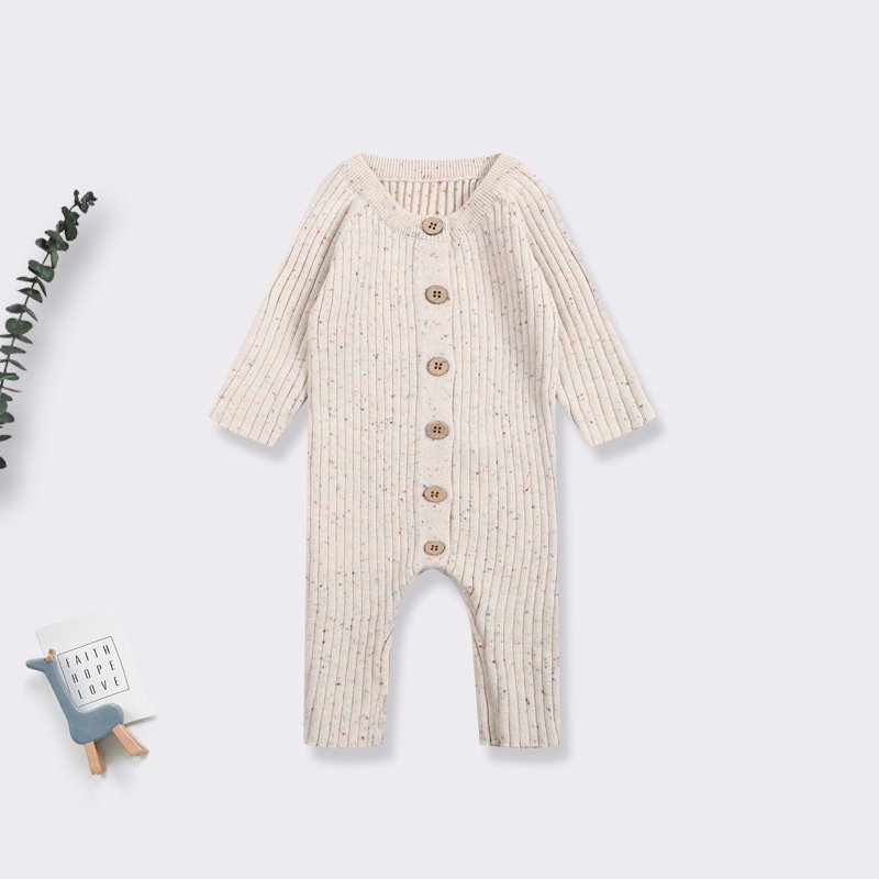 100% Cotton Baby Knitted Romper Infant Long Sleeve Casual Jumpsuit Newborn Khaki Onesie