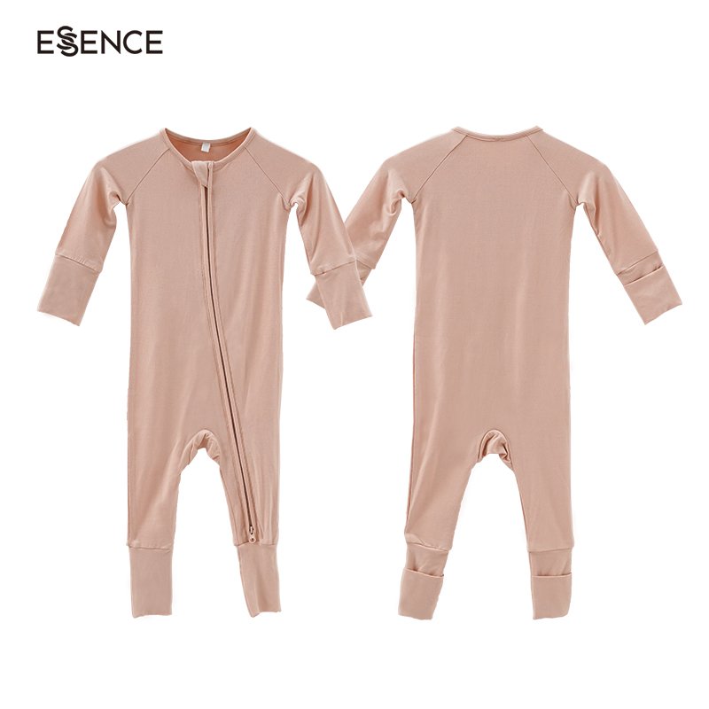 Custom Print Unisex Sleep & Play One-Piece Bamboo Viscose Zipper Baby Rompers