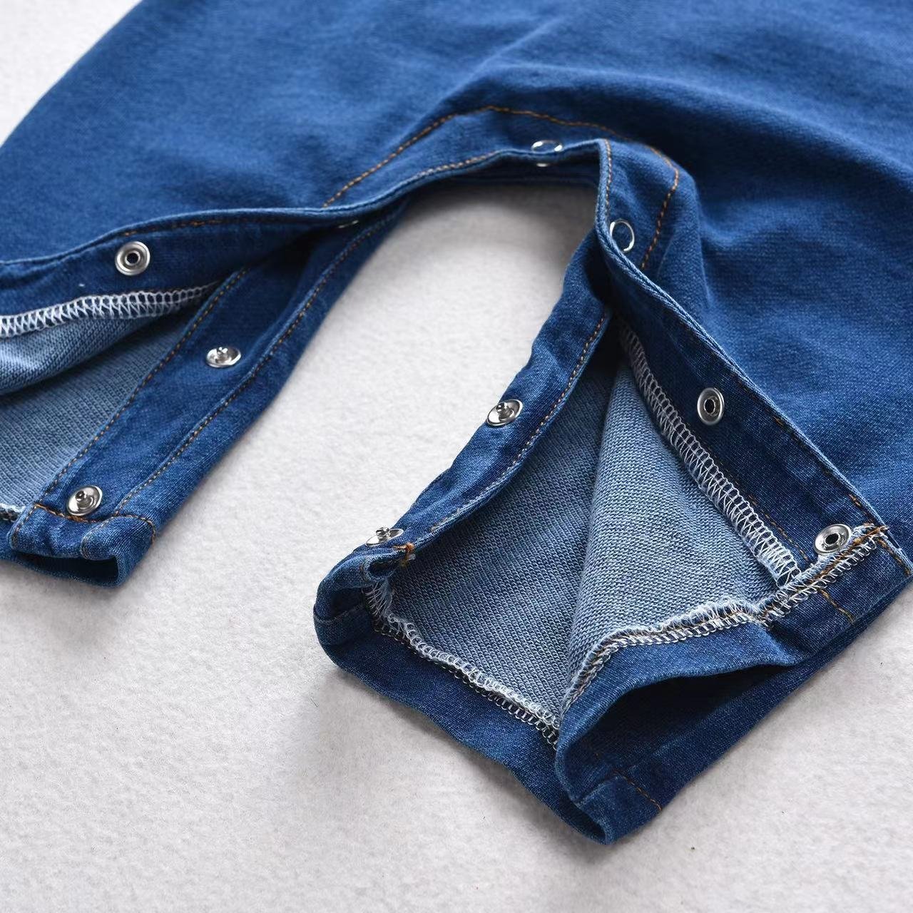 Hot Sale Infant Baby Denim Long Sleeve Cotton Boy Button Romper Chidren Clothes Winter For Daily Outdoor