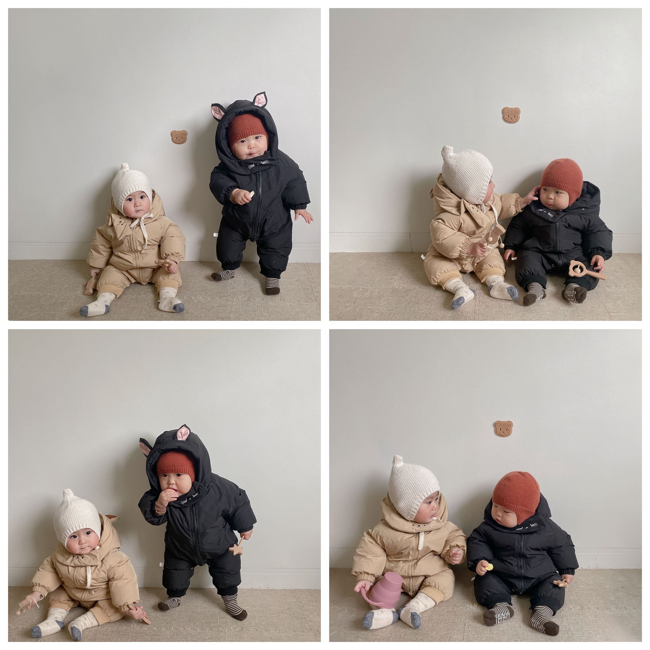 0-2Y Newborn Baby Rompers Autumn Winter Warm Boys Costume Girls Clothing Solid Overall Baby Outwear Jumpsuits