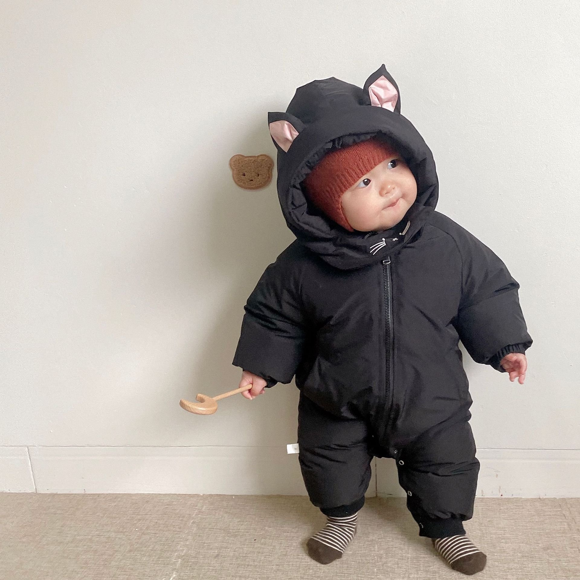 0-2Y Newborn Baby Rompers Autumn Winter Warm Boys Costume Girls Clothing Solid Overall Baby Outwear Jumpsuits