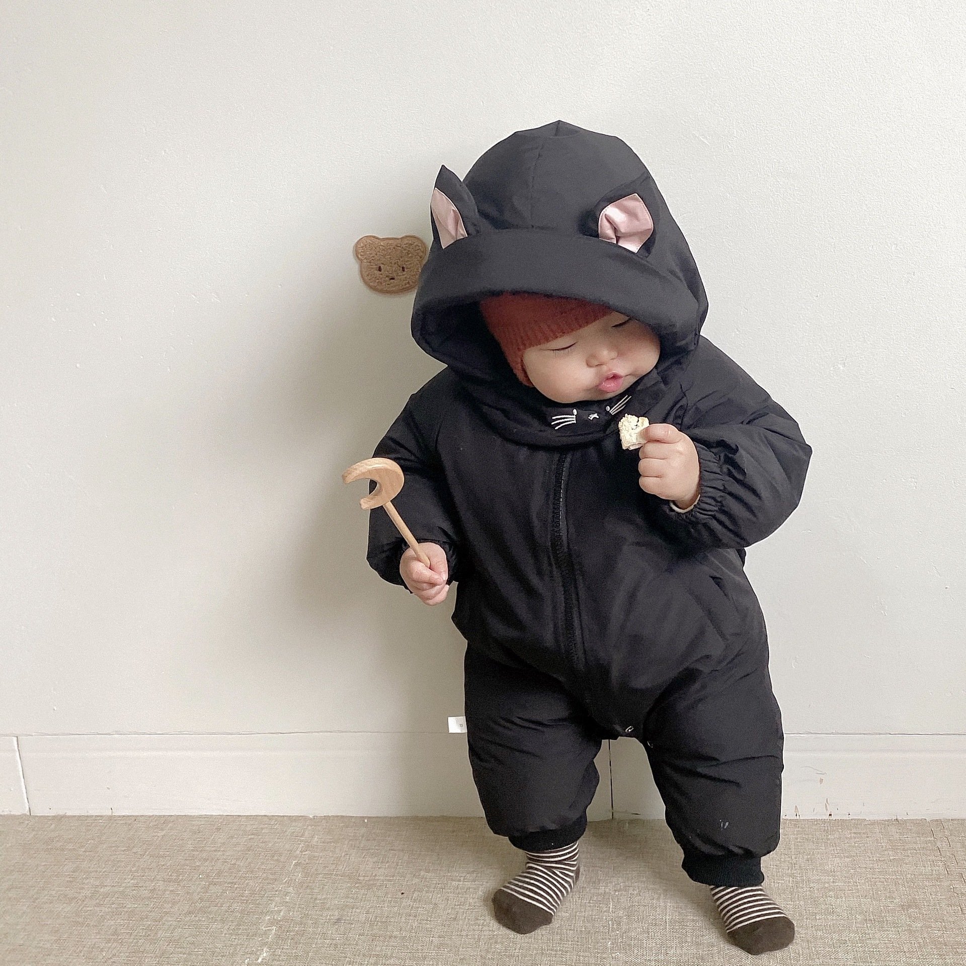 0-2Y Newborn Baby Rompers Autumn Winter Warm Boys Costume Girls Clothing Solid Overall Baby Outwear Jumpsuits