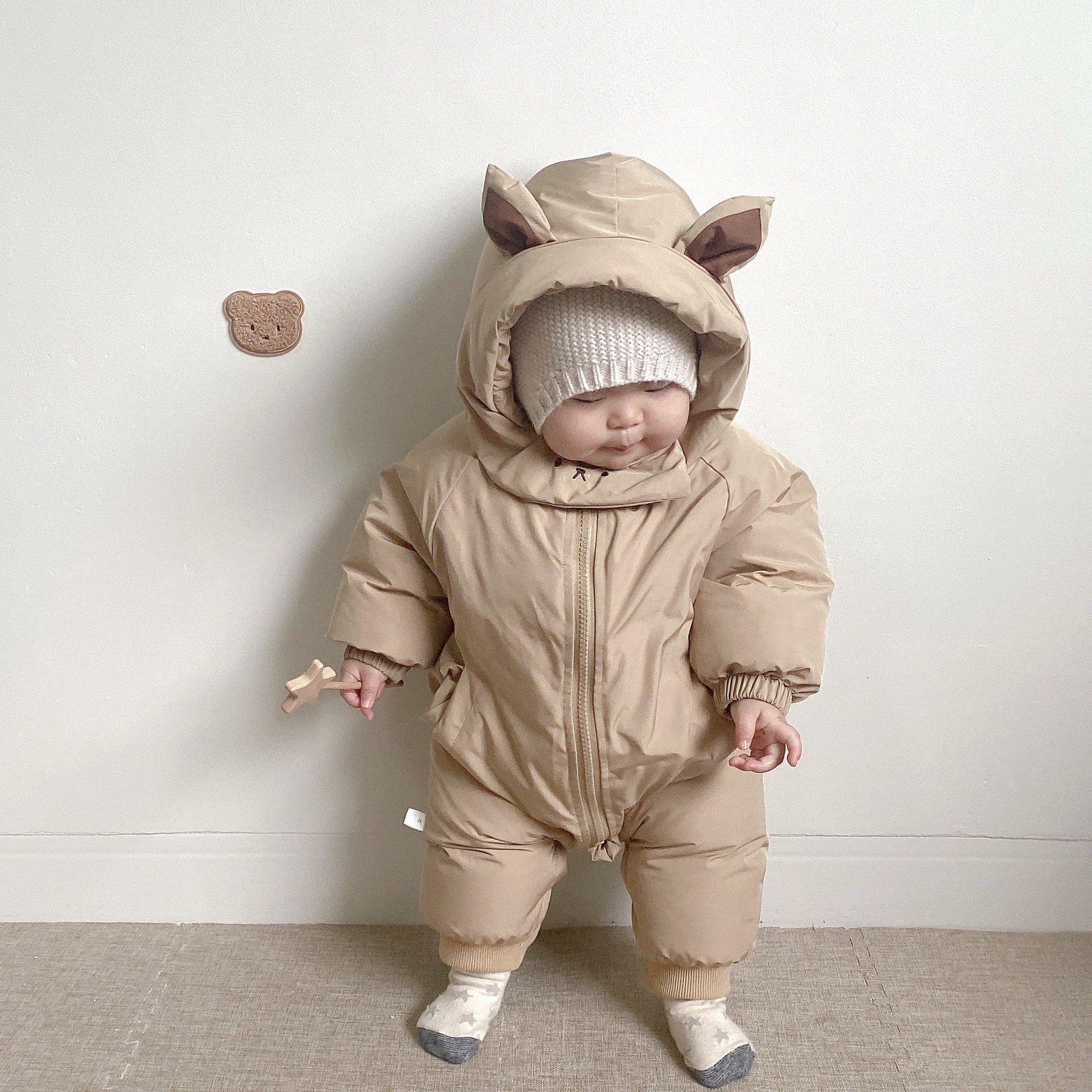 0-2Y Newborn Baby Rompers Autumn Winter Warm Boys Costume Girls Clothing Solid Overall Baby Outwear Jumpsuits