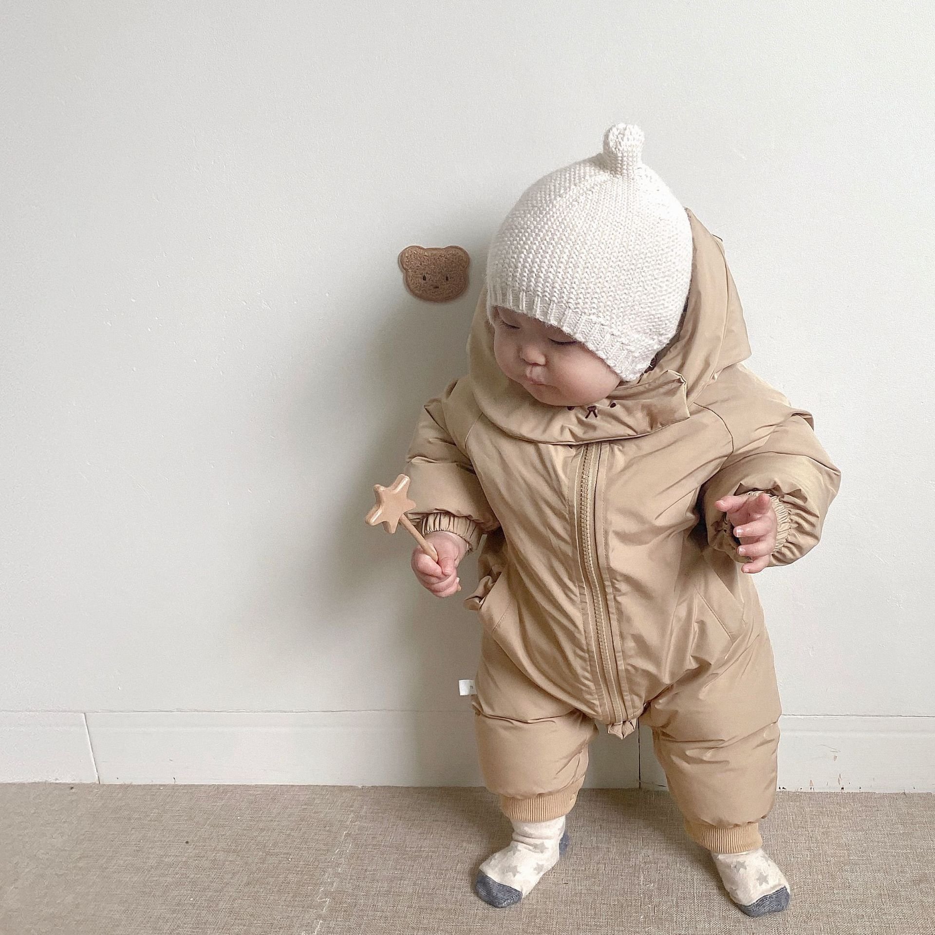 0-2Y Newborn Baby Rompers Autumn Winter Warm Boys Costume Girls Clothing Solid Overall Baby Outwear Jumpsuits