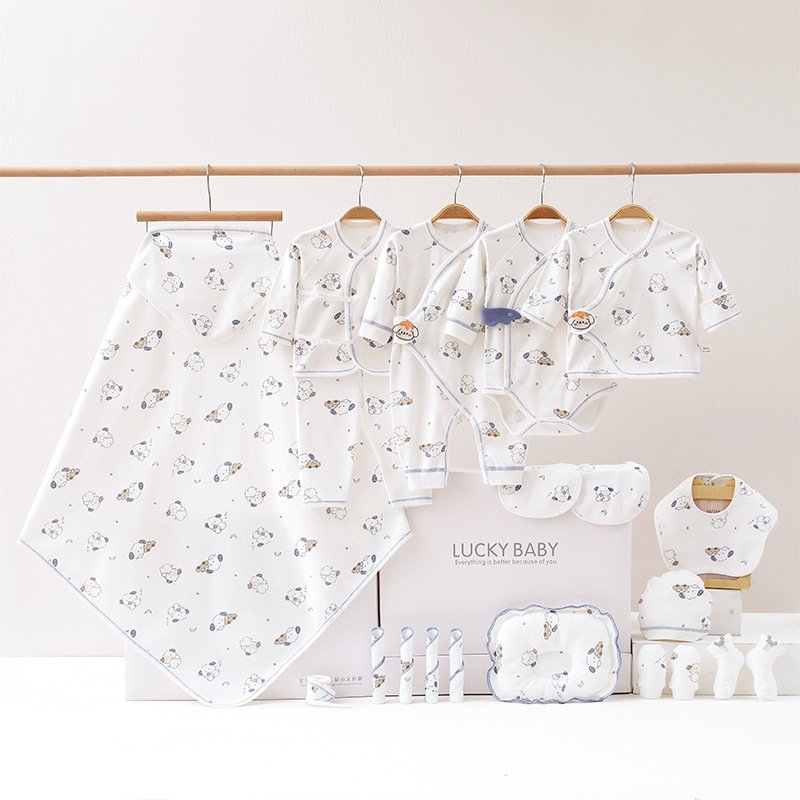 Rarewe Newborn Baby Clothes Gift Box 100% Organic Cotton Rompers Pajamas Cartoon Print 20 Pieces Clothing Set Gift For Christmas