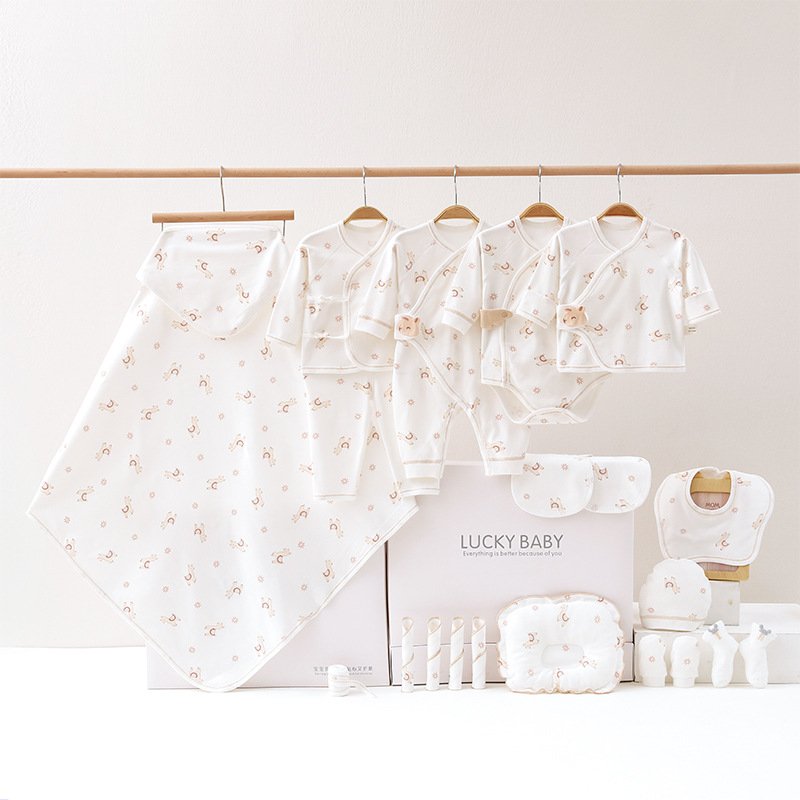 Rarewe Newborn Baby Clothes Gift Box 100% Organic Cotton Rompers Pajamas Cartoon Print 20 Pieces Clothing Set Gift For Christmas