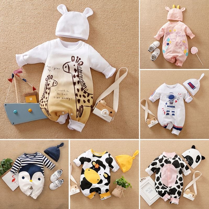Wholesale Newborn Baby Girls Boys Clothes Long Sleeve Cotton Body Baby Romper Bodysuit Suit Jumpsuit Cotton