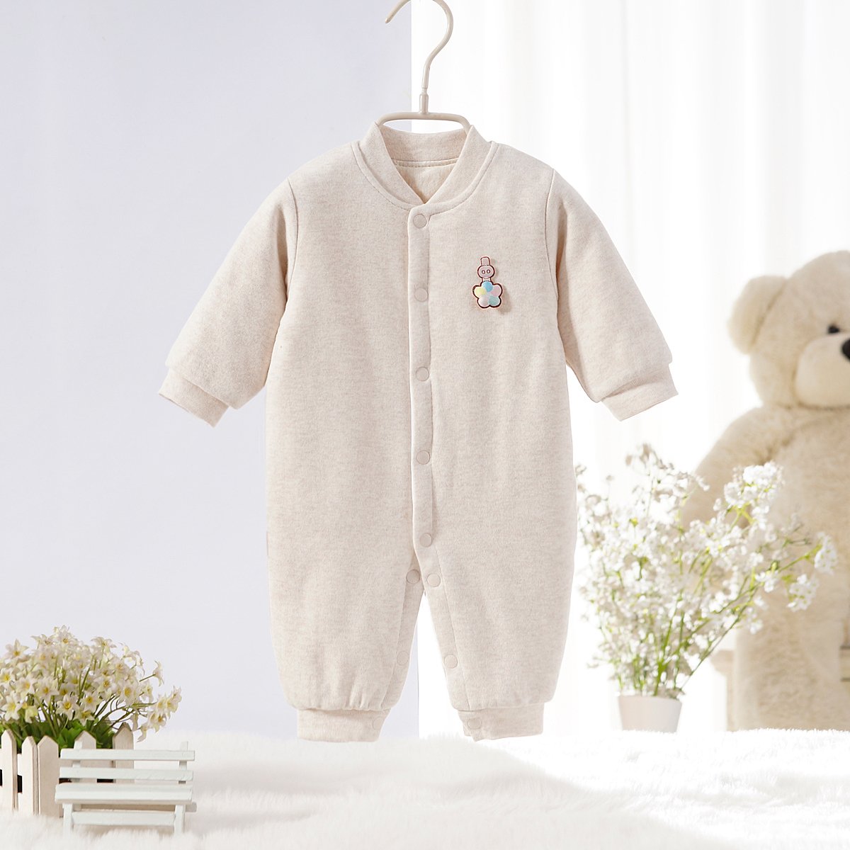 High-quality Long Sleeves 100% Organic Cotton Knitted Boys Girls Clothes Set Newborn baby Jumpsuit rompers