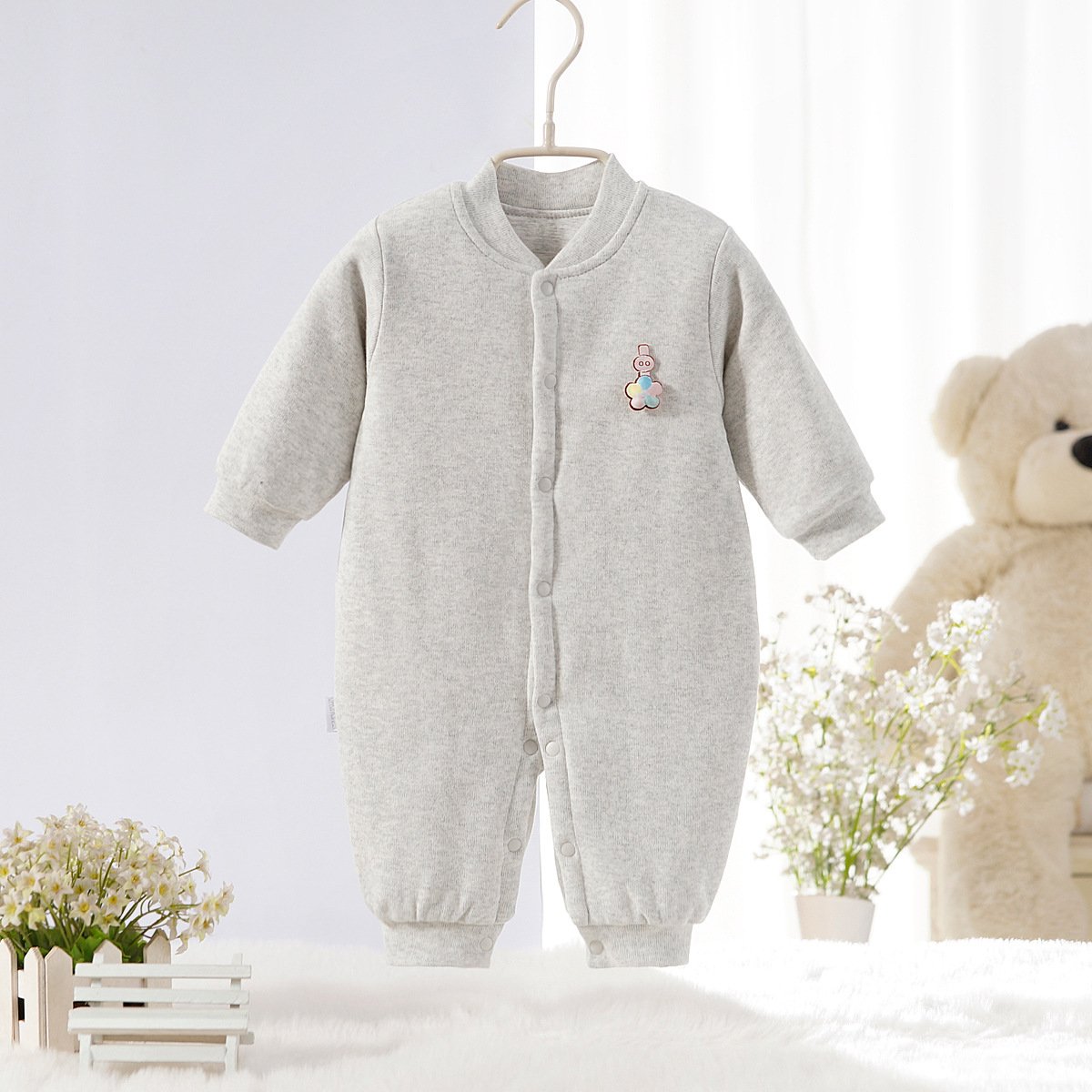 High-quality Long Sleeves 100% Organic Cotton Knitted Boys Girls Clothes Set Newborn baby Jumpsuit rompers