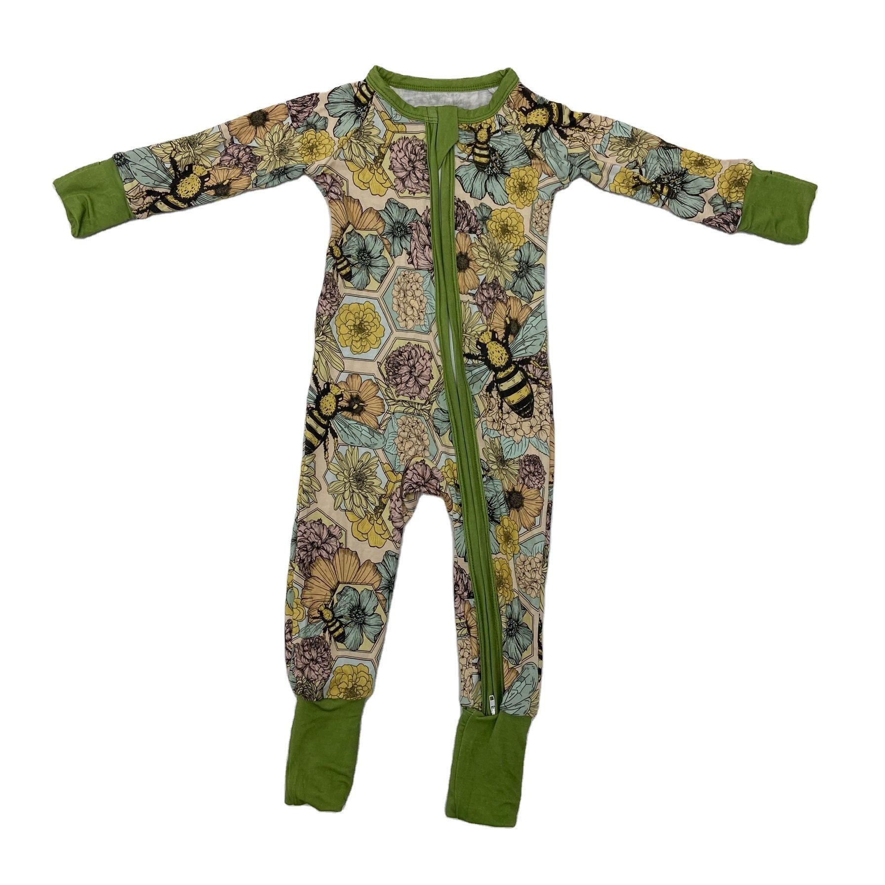 Qingli Oem Bulk Wholesale Baby Clothes Solid Infant Zipper Pajama Christmas Long Sleeve Bamboo Baby Romper