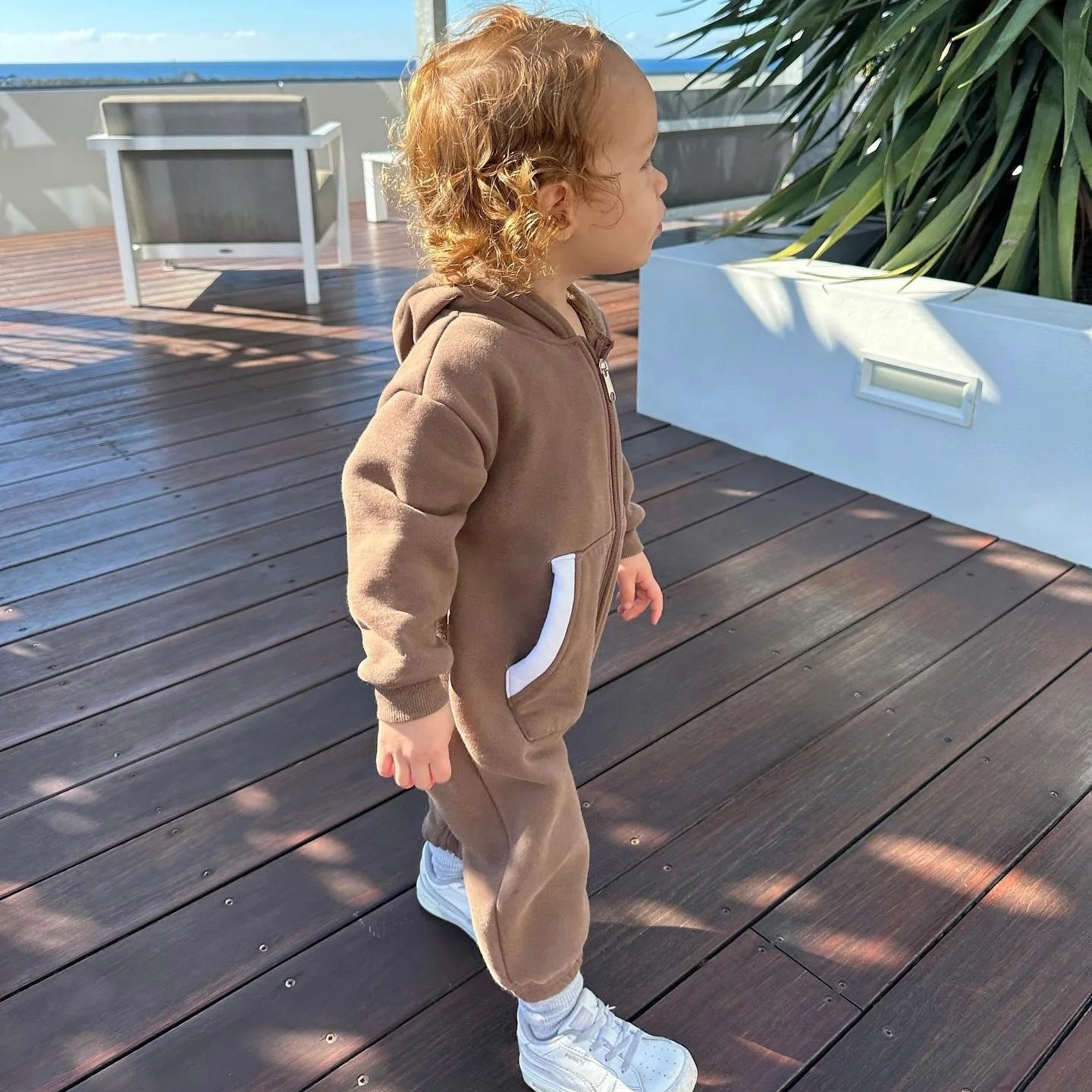 Wholesale Winter Autumn Long Sleeve Hooded Fleece Baby Rompers Winter Jumpsuit Kids