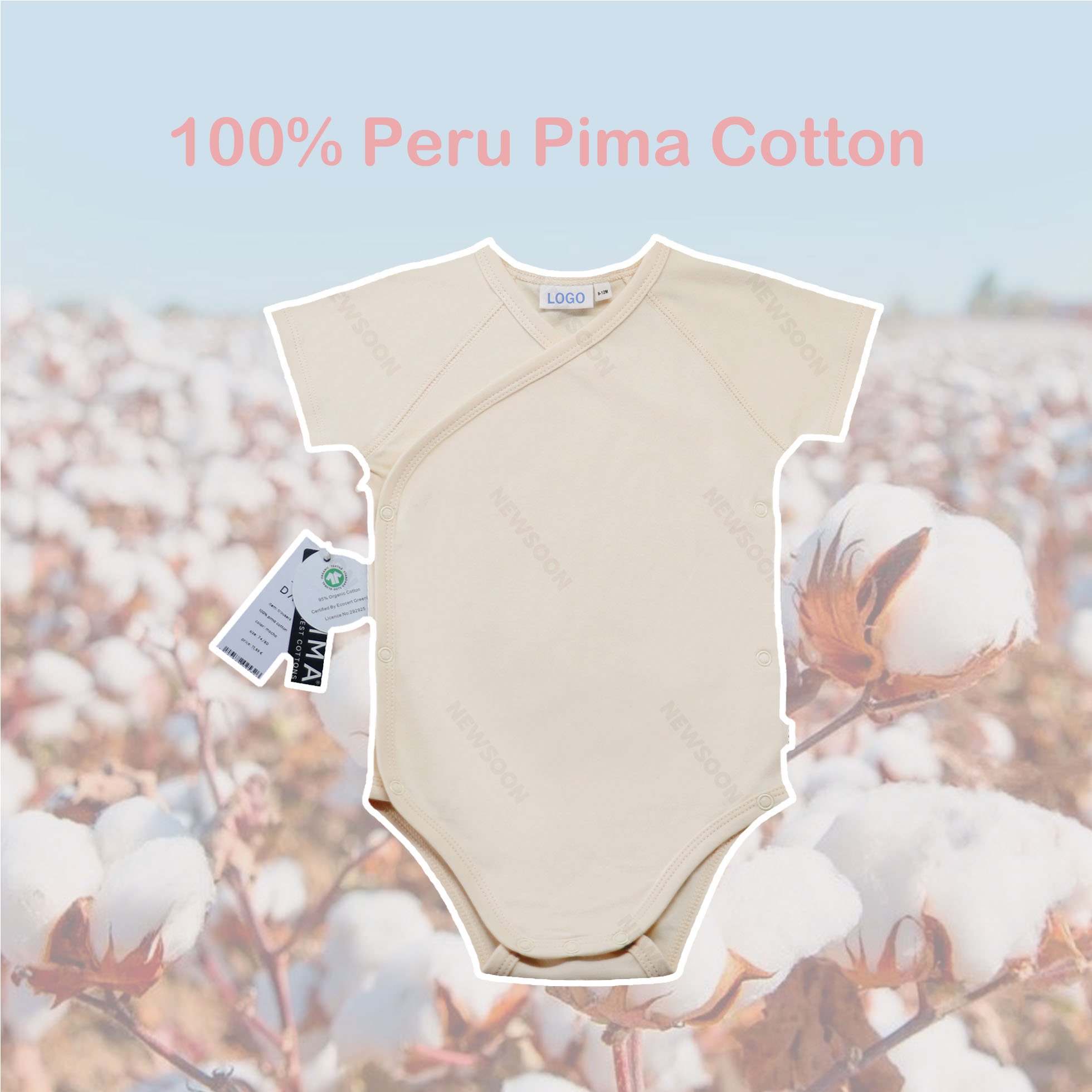 Winter Solid Customize Organic Pima Cotton Baby Clothes Peruvian Supima Fabric Knitted Plain Baby Romper for Children Clothing