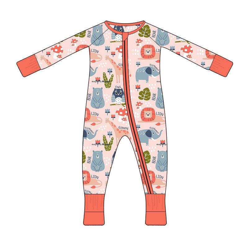 Custom Newborn bamboo baby onesie dual zipper fold over new born baby rompers 0- 24 months infant bodysuit baby clothes