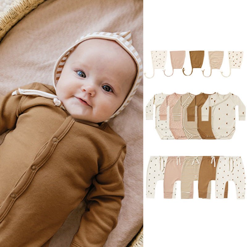 Factory stock in made infant baby long sleeve bodysuit autumn soft cotton onesies baby clothes unisex baby rompers with pant