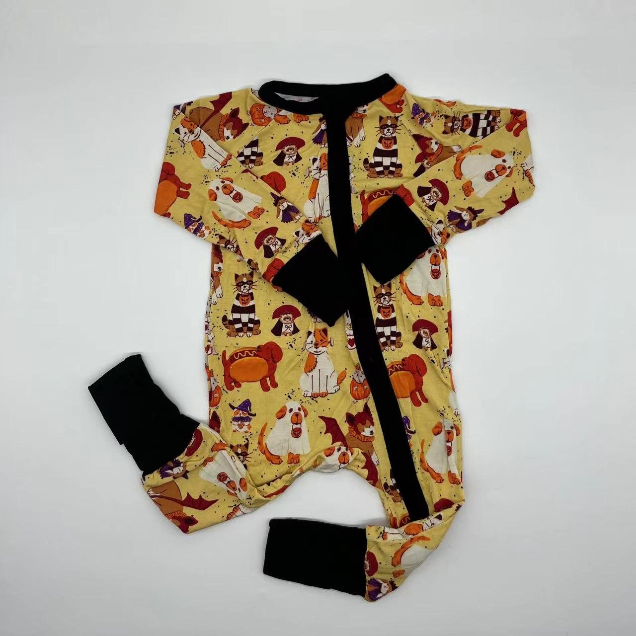 Ocean Theme Pattern Unique Design Bamboo Rayon Long Sleeve Child Romper