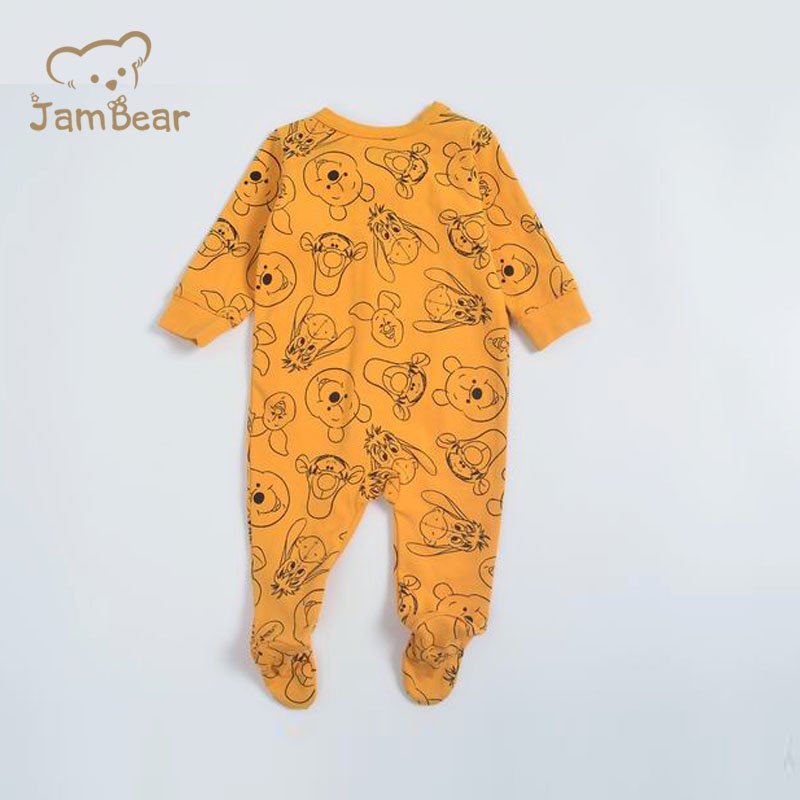 Organic Baby romper Long Sleeve gots organic romper jumpsuit toddler aby zipper romper with feet customize sleep suit with zip