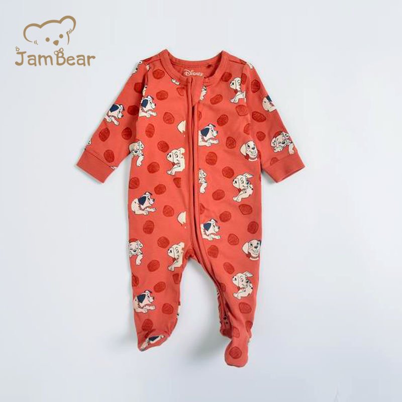 Organic Baby romper Long Sleeve gots organic romper jumpsuit toddler aby zipper romper with feet customize sleep suit with zip