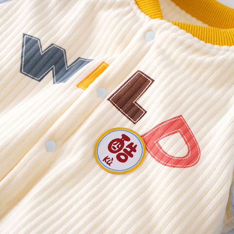 Boys And Girls Baby Warm Clothing Set Three Layers Cotton Separate Set Autumn And Winter Thickened