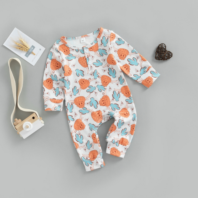 Four Color Cotton Baby Clothes Romper Cute Long Sleeve Cartoon Printed Newborn Jumpsuit For Girls Baby Rompers