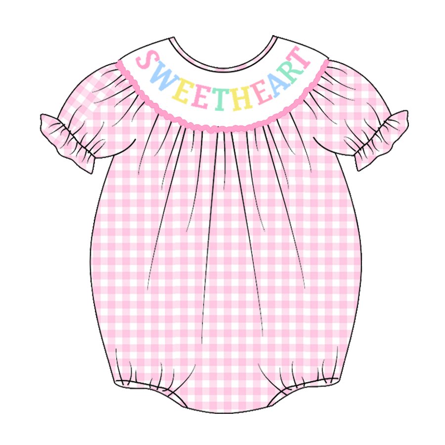 Infant Baby Girls Fall Birthday Pink Plaid Smocked Customized Text Embroidery Cotton Romper Kids Clothes Smocked Clothing