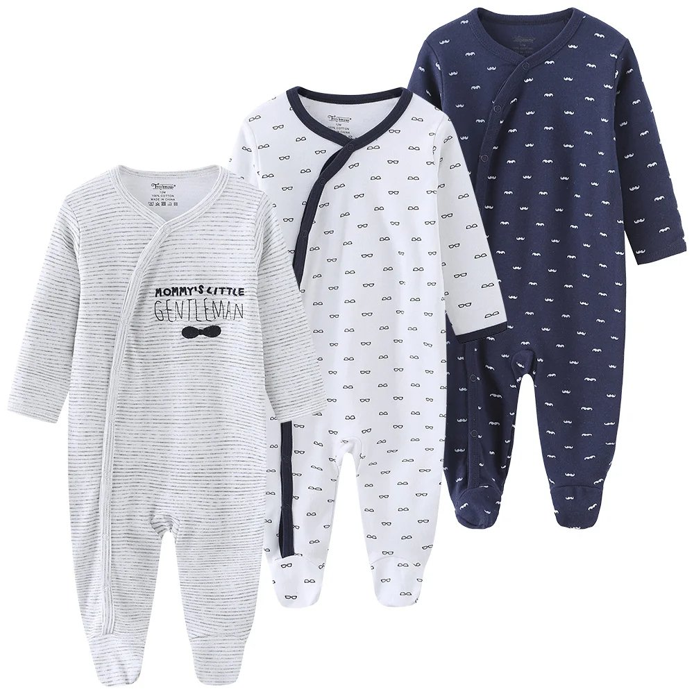 Cotton Fiber Baby Clothing Customizable Infant Jumpsuit Long Sleeve Footie Baby Rompers