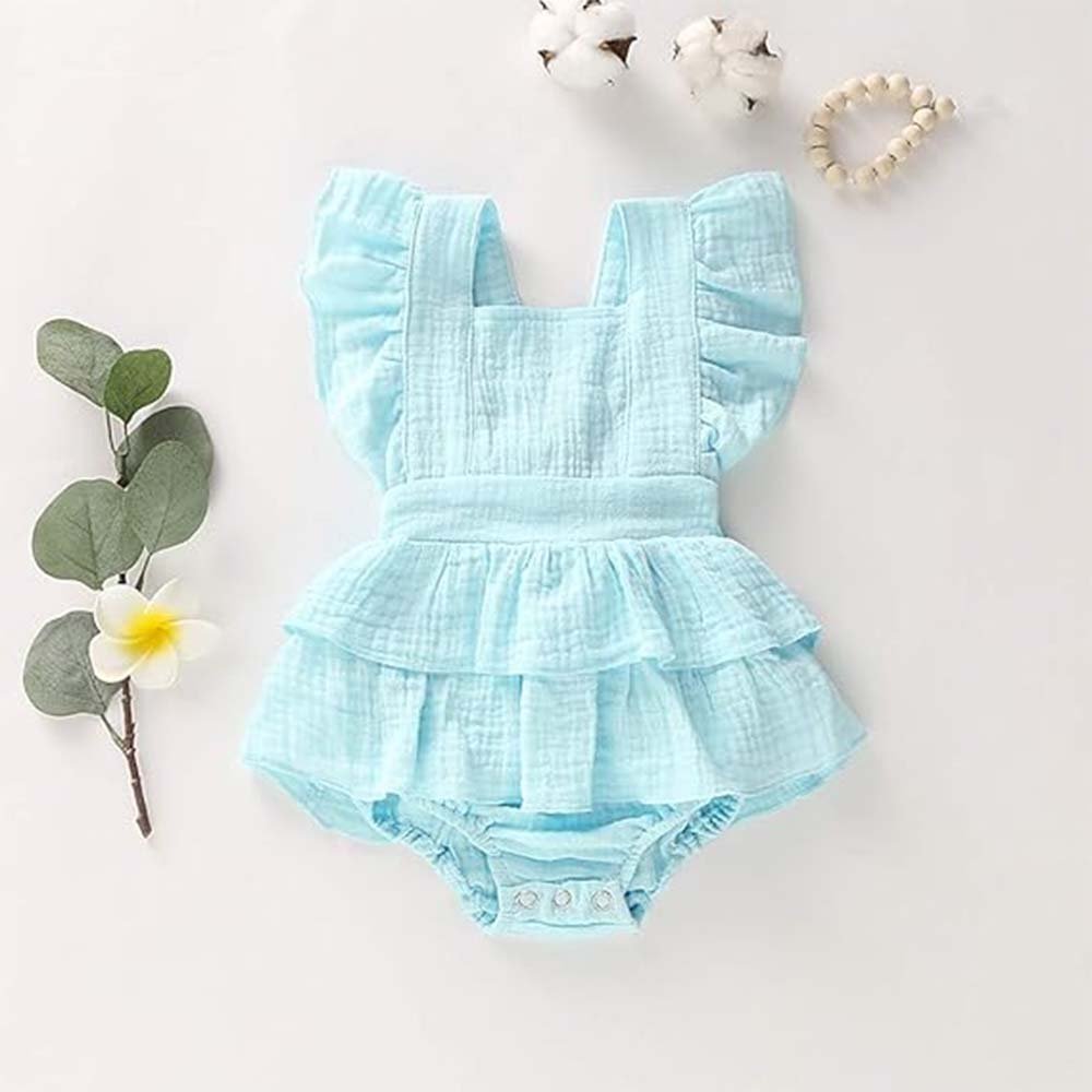 Wholesale Newborn Baby Dress Customized Solid Color Lace Cotton Blend Newbron Baby Romper