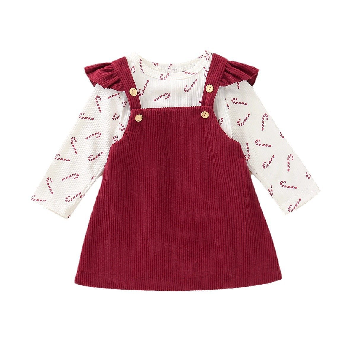 2024 newborn autumn clothes set merry christmas baby romper dress 2 piece clothing sets corduroy baby dress red color