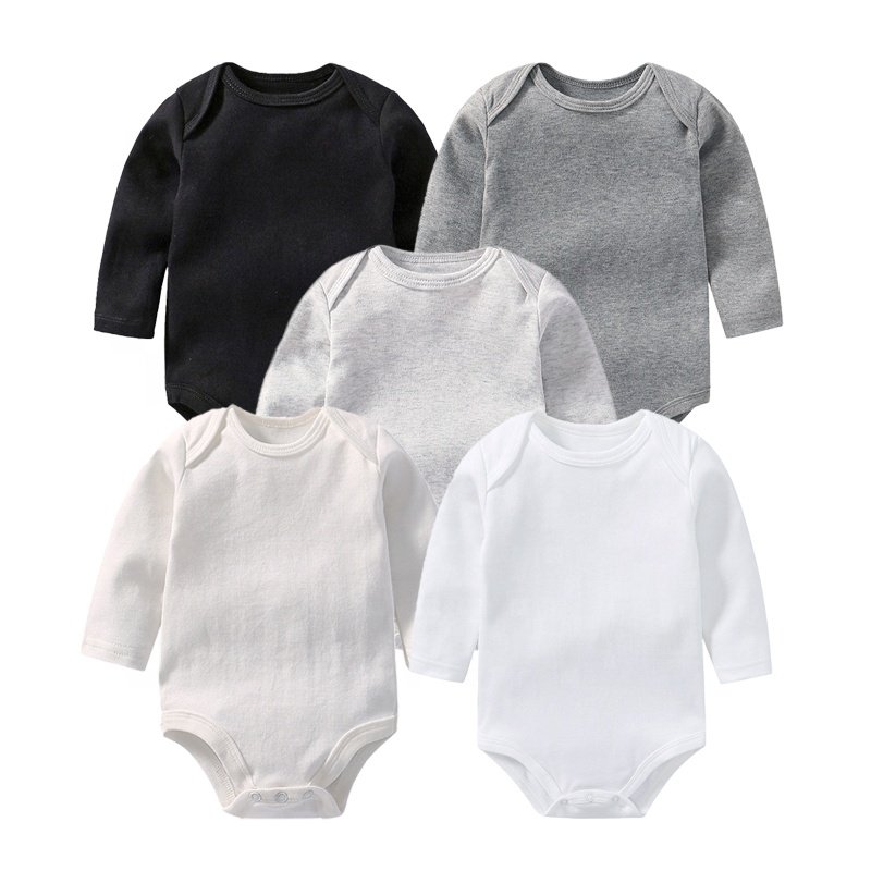 GOTS Custom Plain Long Sleeve Full Knitted Organic Baby Bamboo Cotton Clothing Newborn Infant Baby Onesie Romper Bodysuit