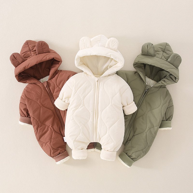 Winter clothes kids clothing toddler 100% Cotton fabric Zip up Clothes Baby Rompers