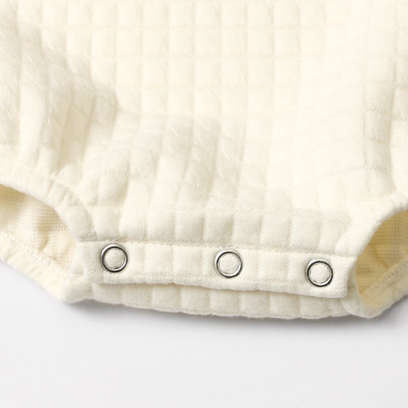 Wholesale New Newborn Clothes Long Sleeve Round Neck Button Organic Cotton Baby Waffle Romper