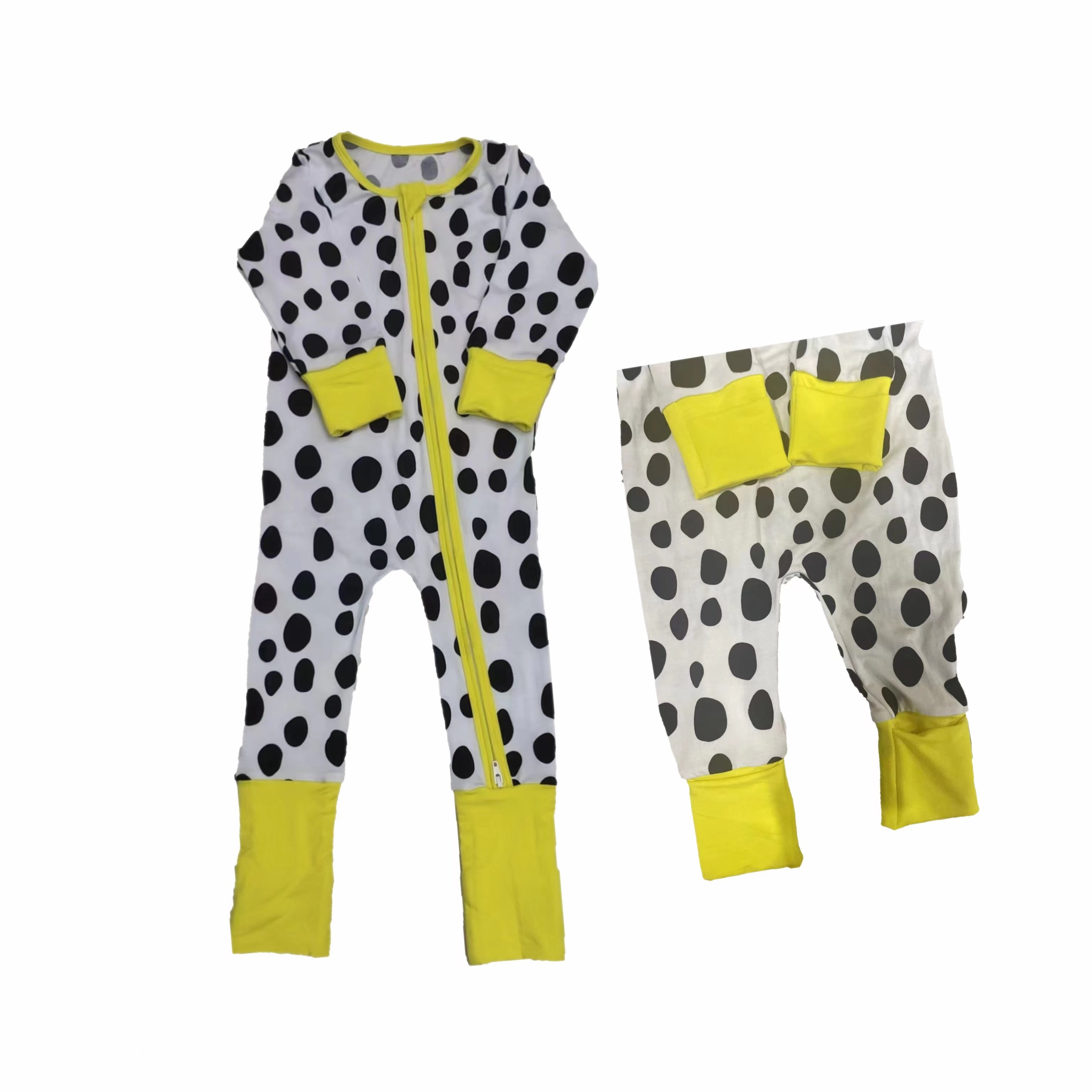 2024 Custom Private label bamboo viscose kids pajamas 2 ways zipper baby romper One pieces bamboo baby pajamas