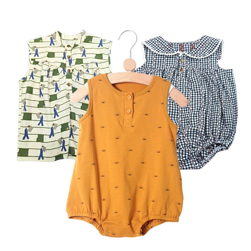 SEEJOYOU Factory Price Wholesale Custom 3-18 Months Sleeveless Snap Crotch Baby Bodysuit Romper Bamboo Viscose Baby Pajamas