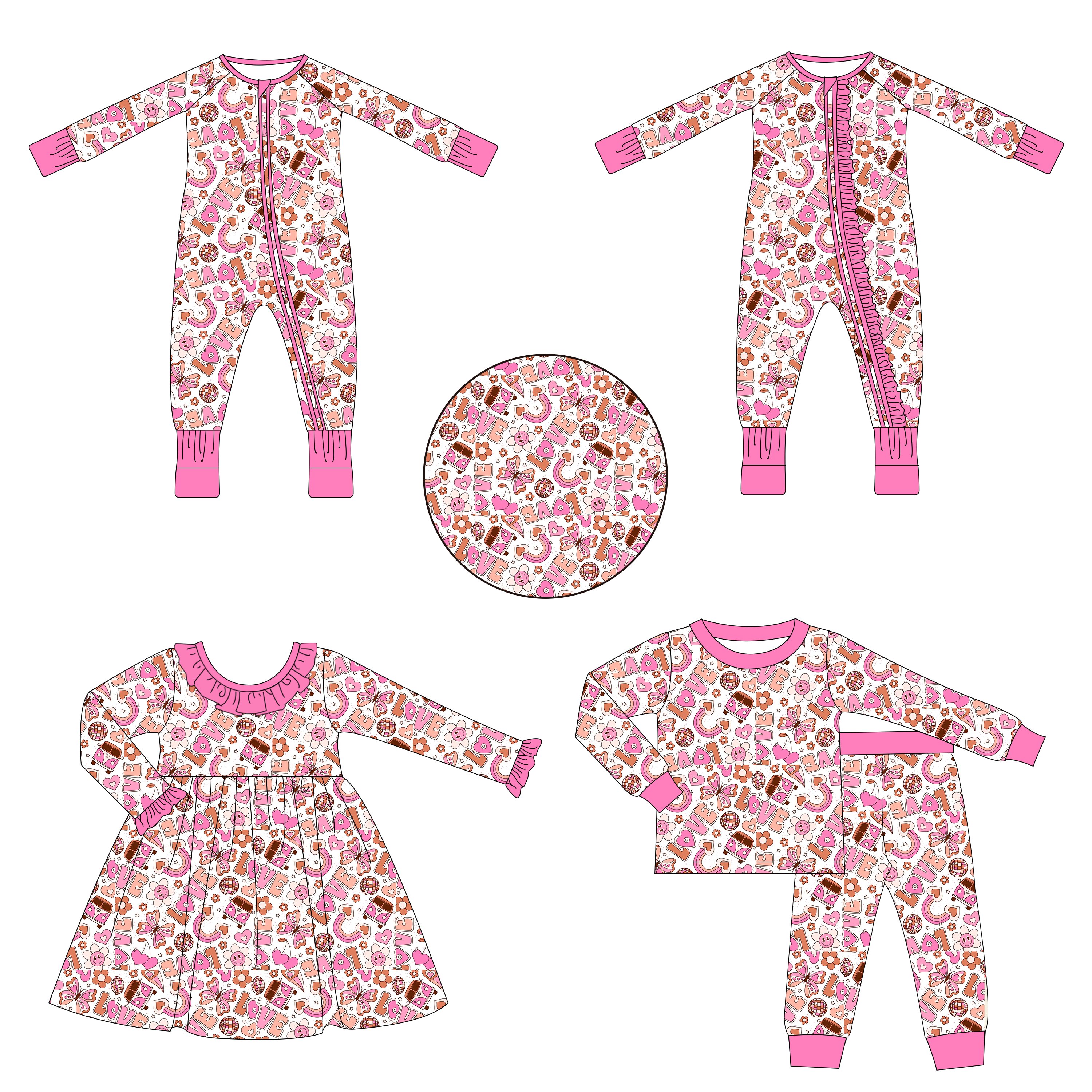 Toddler Pajama Set Organic bamboo Toddler Boys Sleepwear Eco-friendly Baby Pajamas Customize Kids baby ruffle sleeve romper