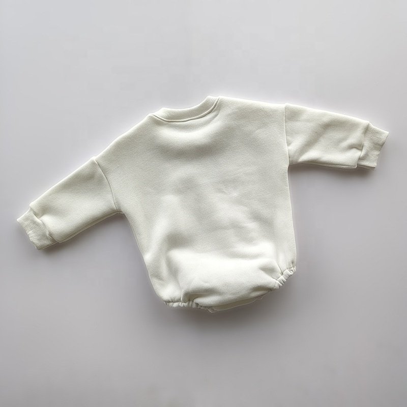 2024 custom baby natural beige rompers velvet infant plain onesies Long sleeved autumn winter baby romper for newborn