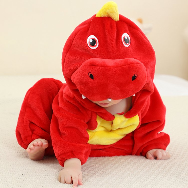 MICHLEY RTS Infant Baby Boys Jumpsuits Hooded Animal Print Soft Flannel Long Sleeve Romper Baby Rompers