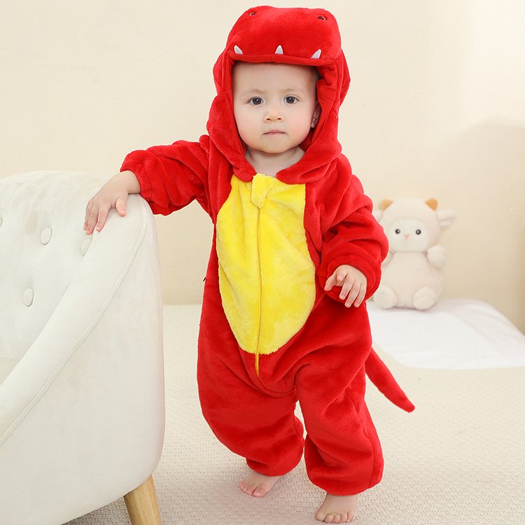 MICHLEY RTS Infant Baby Boys Jumpsuits Hooded Animal Print Soft Flannel Long Sleeve Romper Baby Rompers