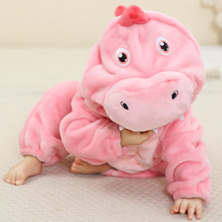 MICHLEY RTS Infant Baby Boys Jumpsuits Hooded Animal Print Soft Flannel Long Sleeve Romper Baby Rompers
